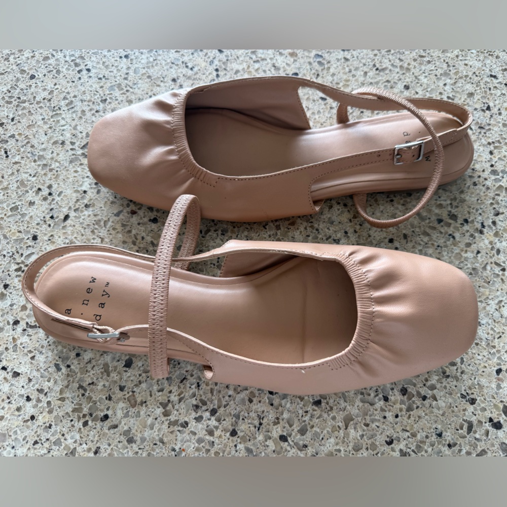 A New Day Beige Square-Toe Flats